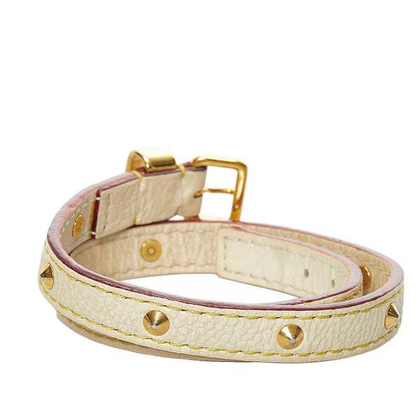 ルイ ヴィトン スハリ ブラスレ ドゥブルトゥール  ブレスレット M91846 ブロン ホワイト レザー レディース LOUIS VUITTON 【中古】