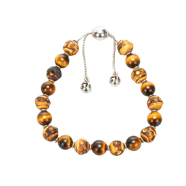 グッチ タイガーアイ バンブー ウッド ブレスレット ブラウン  ビーズ SV925 シルバー メンズ GUCCI 【中古】