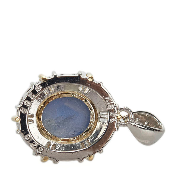 Pt900 プラチナ K18YG イエローゴールド コンビ スターサファイア3.85ct ダイヤ0.28ct ペンダントトップ レディース 【中古】