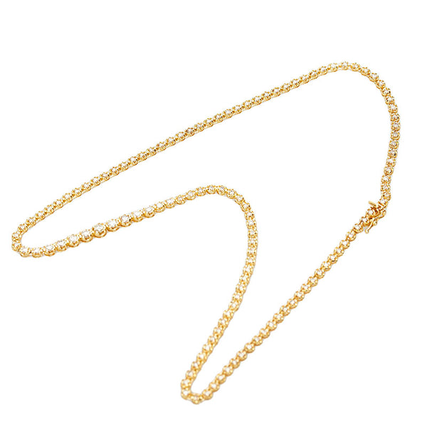 K18YG イエローゴールド ダイヤ3.01ct テニスネックレス ネックレス レディース 【中古】
