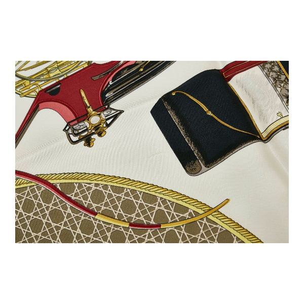 エルメス カレ90 LES VOITURES A TRANSFORMATION 折りたたみ式幌の馬車 スカーフ ワインレッド マルチカラー シルク レディース HERMES 【中古】