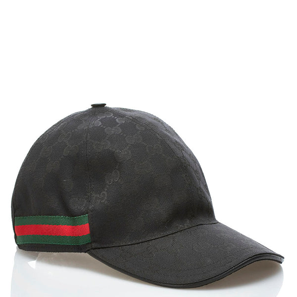 グッチ GGキャンバス シェリーライン ベースボールキャップ ブラック コットン メンズ GUCCI 【中古】