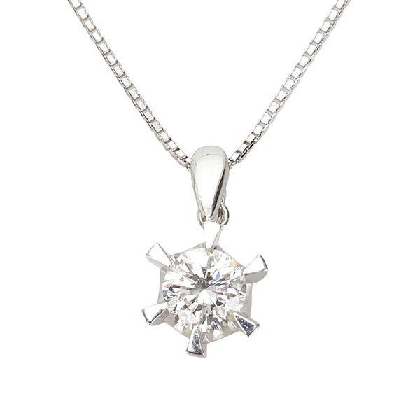 Pt900 プラチナ Pt850 プラチナ ダイヤ0.59ct ネックレス ペンダント レディース 【中古】