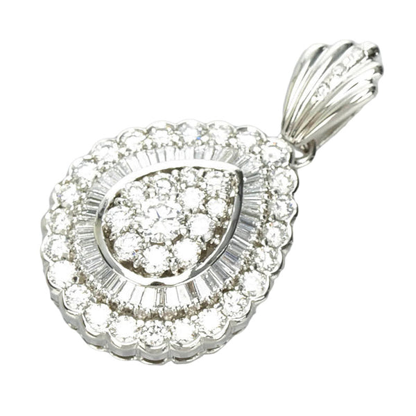 Pt900 プラチナ ダイヤ3.011ct Pt900 D1.96　0.321　0.70　0.03　15.7gg ティアドロップ ペンダントトップ レディース 【中古】