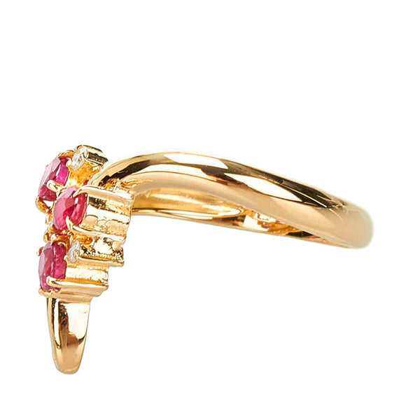 K18YG イエローゴールド ルビー0.35ct ダイヤ0.08ct リング 指輪 レディース 10.5号 【中古】