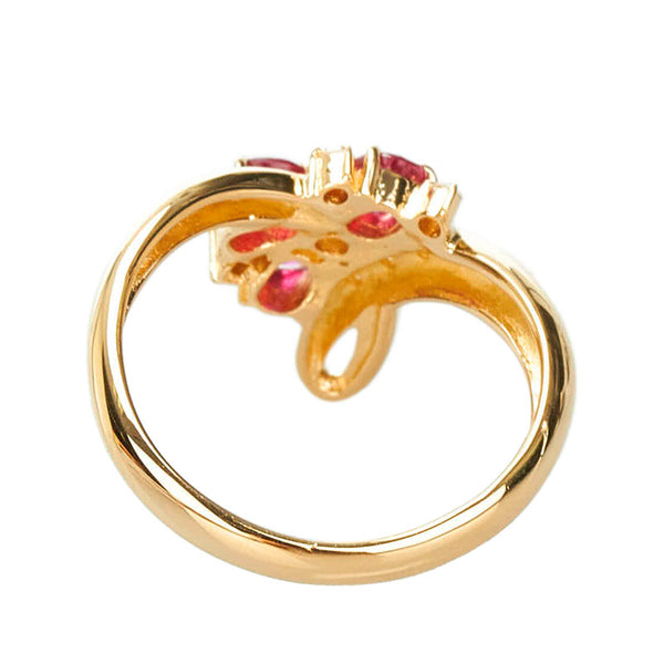 K18YG イエローゴールド ルビー0.35ct ダイヤ0.08ct リング 指輪 レディース 10.5号 【中古】