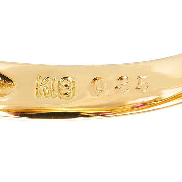 K18YG イエローゴールド ルビー0.35ct ダイヤ0.08ct リング 指輪 レディース 10.5号 【中古】