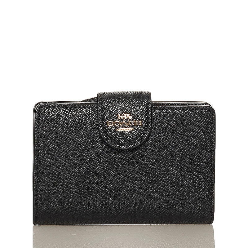 コーチ 二つ折り財布 6390 ブラック レザー レディース COACH 【中古】