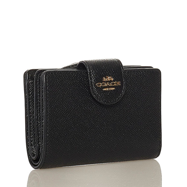 コーチ 二つ折り財布 6390 ブラック レザー レディース COACH 【中古】