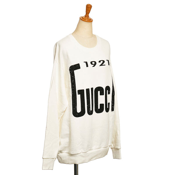 グッチ 1921 GUCCI ロゴ スウェット トレーナー ホワイト コットン メンズ GUCCI 【中古】