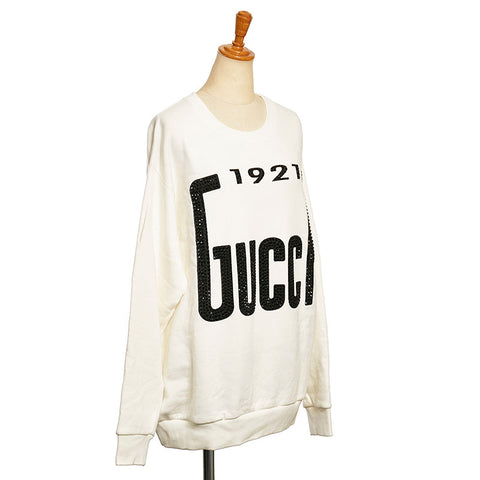 グッチ 1921 GUCCI ロゴ スウェット トレーナー ホワイト コットン メンズ GUCCI 【中古】