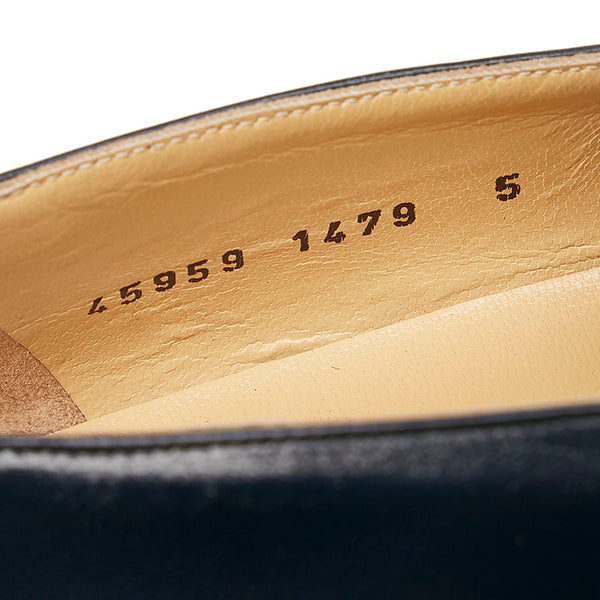 グッチ インターロッキングG タッセル ローファー パンプス ネイビー レザー レディース GUCCI 【中古】