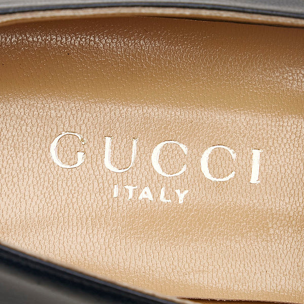 グッチ インターロッキングG タッセル ローファー パンプス ネイビー レザー レディース GUCCI 【中古】