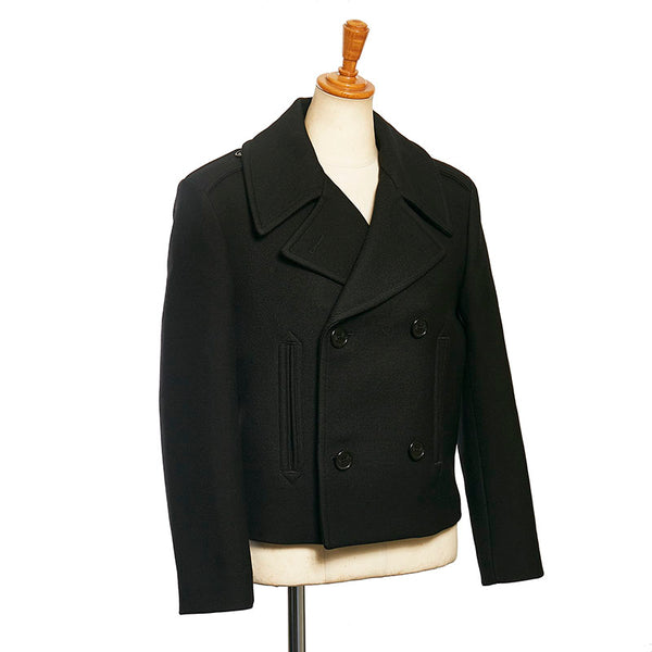 サンローラン ショート丈 Pコート ブラック コットン レディース SAINT LAURENT 【中古】