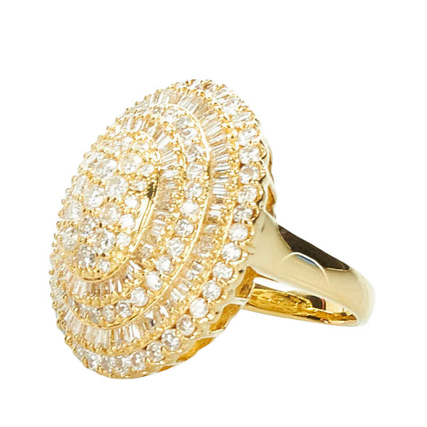 K18YG イエローゴールド ダイヤ3.00ct リング 指輪 レディース 14号 【中古】