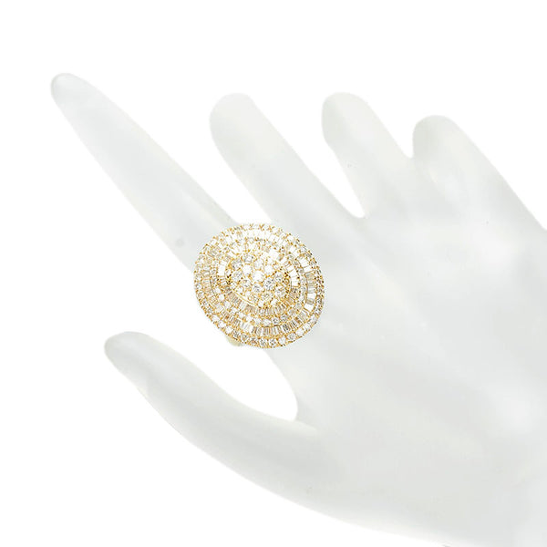 K18YG イエローゴールド ダイヤ3.00ct リング 指輪 レディース 14号 【中古】