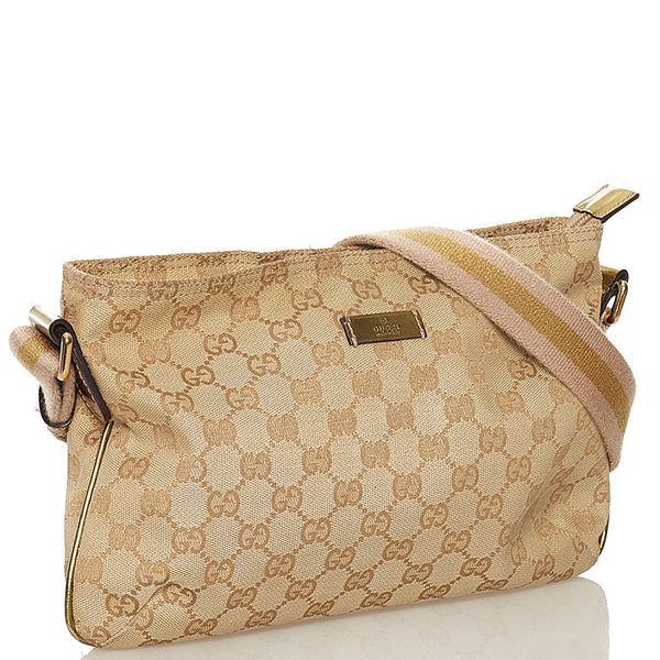 グッチ GGキャンバス ショルダーバッグ 139749 ベージュ キャンバス レザー レディース GUCCI 【中古】