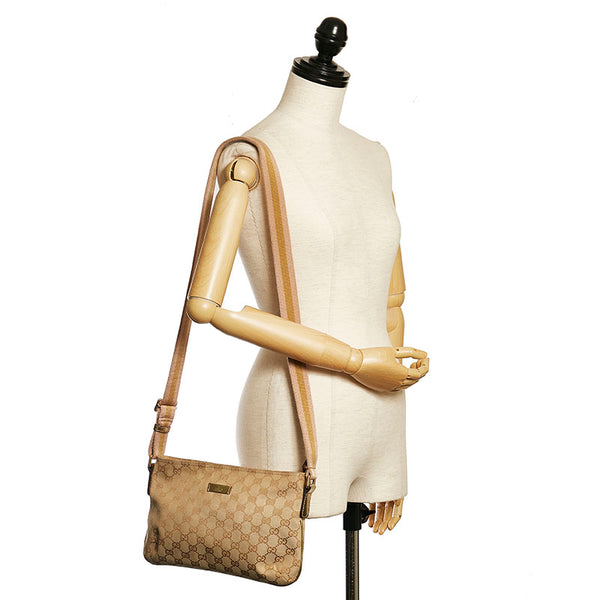 グッチ GGキャンバス ショルダーバッグ 139749 ベージュ キャンバス レザー レディース GUCCI 【中古】