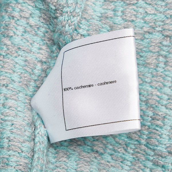 シャネル ツイード チェーン カーディガン ミントグリーン グレー カシミヤ レディース CHANEL 【中古】