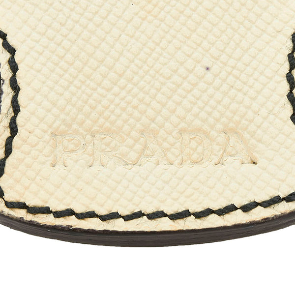 プラダ スカル ドクロ 髑髏 キーリング キーホルダー バッグチャーム ホワイト シルバー レザー メタル レディース PRADA 【中古】