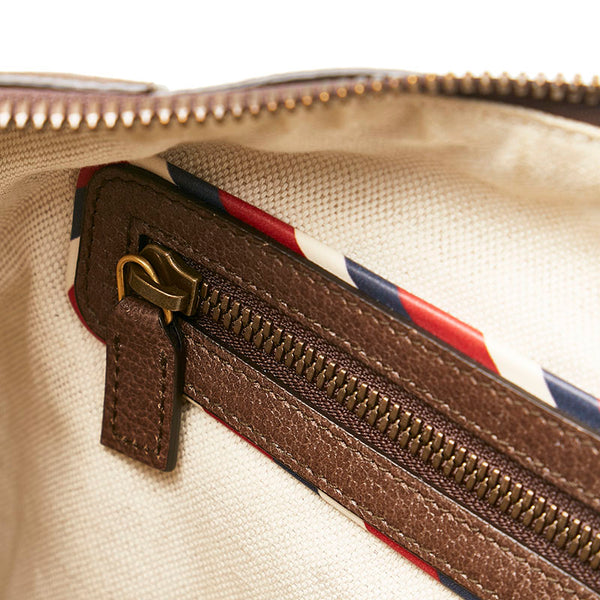 グッチ GGスプリーム  クーリエ ワッペン ボストンバッグ ショルダーバッグ トラベルバッグ 2WAY 45931 ベージュ ブラウン PVC レザー レディース GUCCI 【中古】