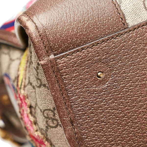 グッチ GGスプリーム  クーリエ ワッペン ボストンバッグ ショルダーバッグ トラベルバッグ 2WAY 45931 ベージュ ブラウン PVC レザー レディース GUCCI 【中古】