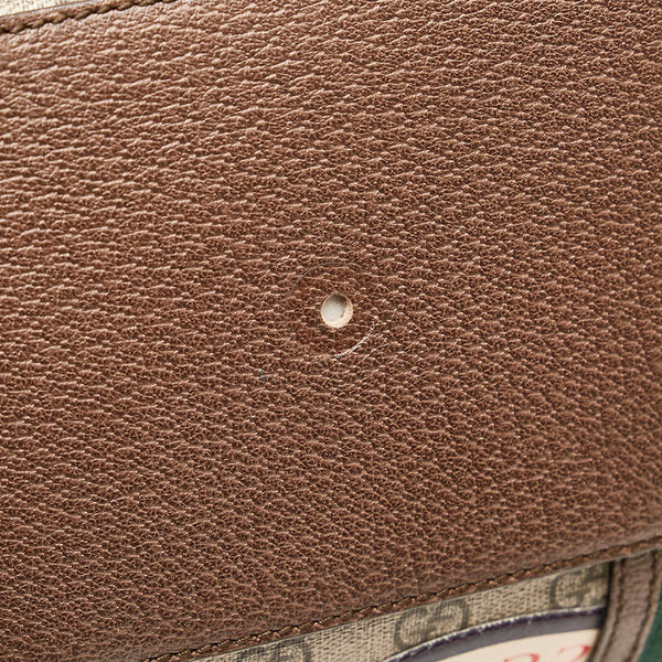 グッチ GGスプリーム  クーリエ ワッペン ボストンバッグ ショルダーバッグ トラベルバッグ 2WAY 45931 ベージュ ブラウン PVC レザー レディース GUCCI 【中古】