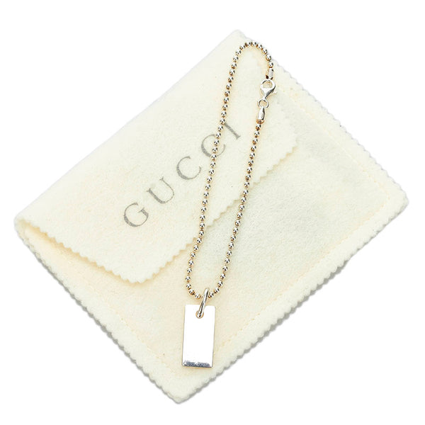 グッチ ロゴプレート ボールチェーン ブレスレット SV925 シルバー レディース GUCCI 【中古】