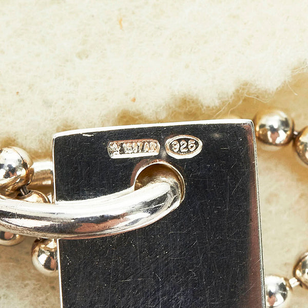 グッチ ロゴプレート ボールチェーン ブレスレット SV925 シルバー レディース GUCCI 【中古】