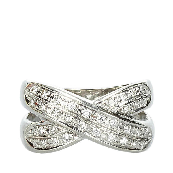 Pt900 プラチナ ダイヤ0.25ct クロスリング リング 指輪 レディース 12号 【中古】