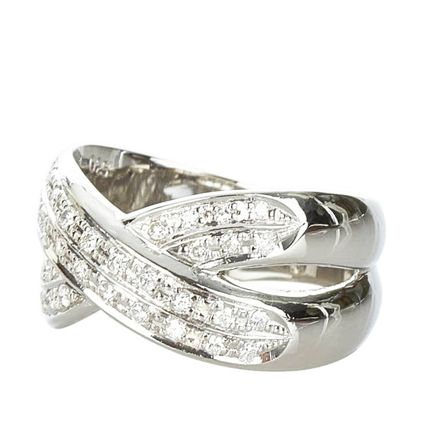 Pt900 プラチナ ダイヤ0.25ct クロスリング リング 指輪 レディース 12号 【中古】