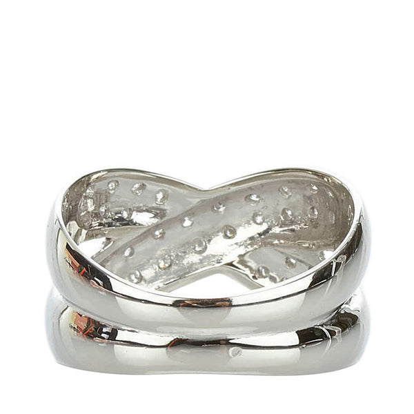 Pt900 プラチナ ダイヤ0.25ct クロスリング リング 指輪 レディース 12号 【中古】