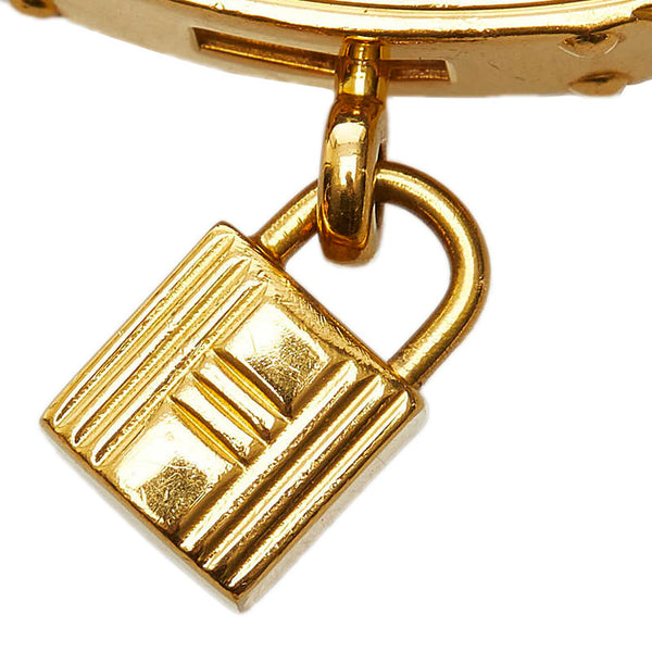 エルメス ケリー カデナモチーフ バングル ゴールド ブラウン メッキ レザー レディース HERMES 【中古】