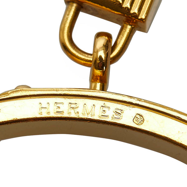 エルメス ケリー カデナモチーフ バングル ゴールド ブラウン メッキ レザー レディース HERMES 【中古】