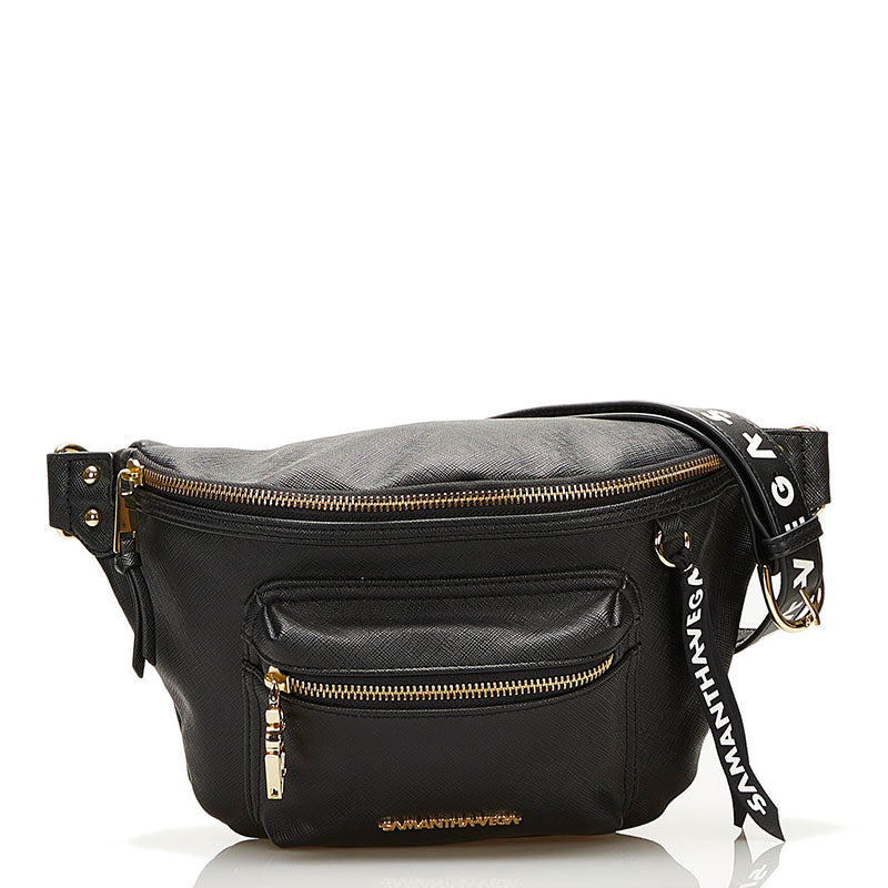 サマンサベガ ボディバッグ ウエストバッグ ブラック PVC レザー レディース Samantha Vega 【中古】