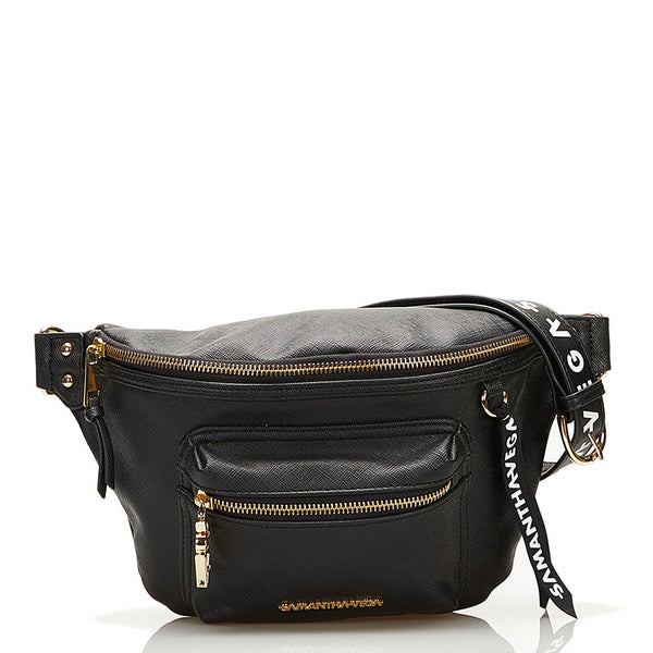 サマンサベガ ボディバッグ ウエストバッグ ブラック PVC レザー レディース Samantha Vega 【中古】