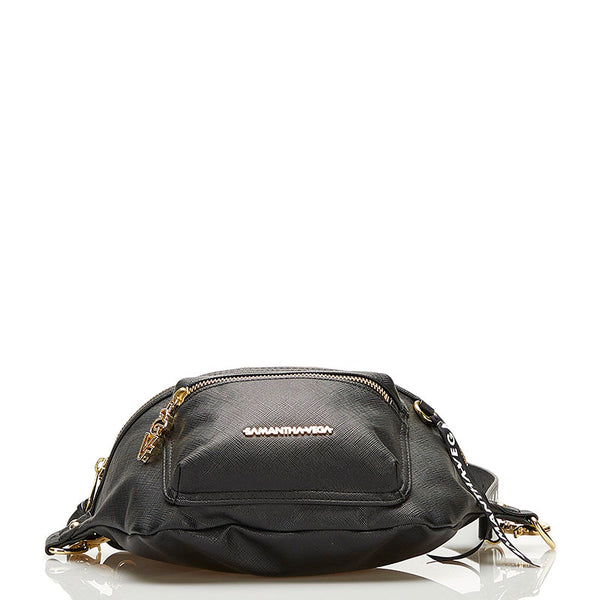 サマンサベガ ボディバッグ ウエストバッグ ブラック PVC レザー レディース Samantha Vega 【中古】