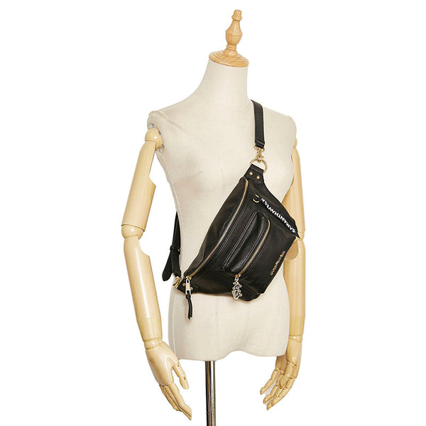 サマンサベガ ボディバッグ ウエストバッグ ブラック PVC レザー レディース Samantha Vega 【中古】