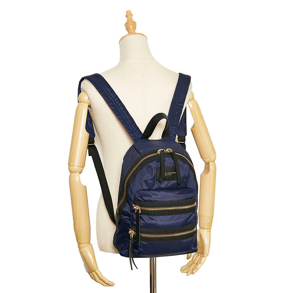 マークジェイコブス リュック バックパック ネイビー ブラック ナイロン レザー レディース MARC JACOBS 【中古】
