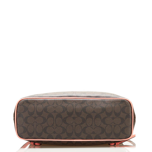 コーチ シグネチャー トートバッグ F57842 ブラウン ピンク PVC レザー レディース COACH 【中古】