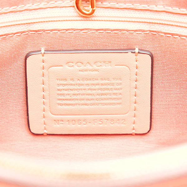 コーチ シグネチャー トートバッグ F57842 ブラウン ピンク PVC レザー レディース COACH 【中古】