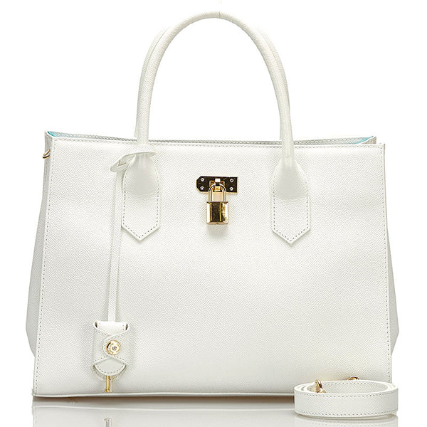 サマンサタバサ ハンドバッグ ショルダーバッグ 2WAY ホワイト レザー レディース Samantha Thavasa 【中古】