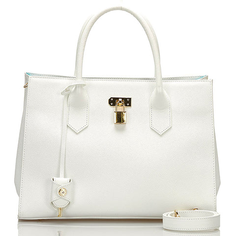 サマンサタバサ ハンドバッグ ショルダーバッグ 2WAY ホワイト レザー レディース Samantha Thavasa 【中古】