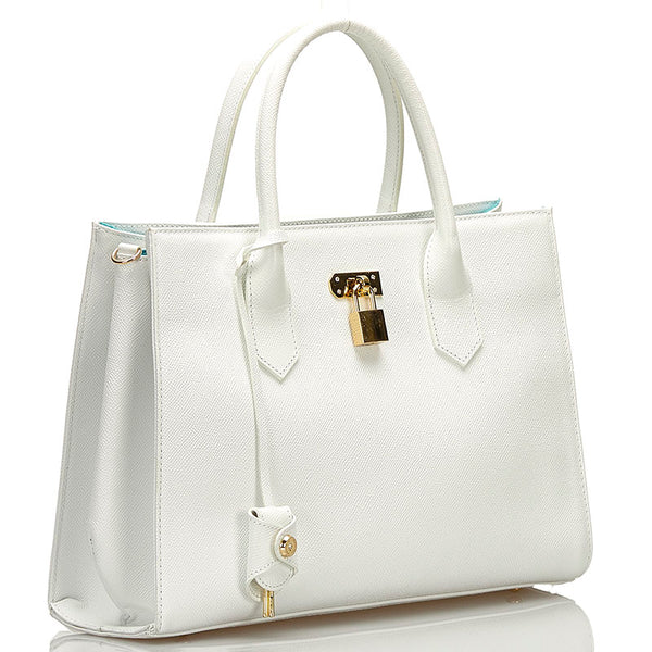 サマンサタバサ ハンドバッグ ショルダーバッグ 2WAY ホワイト レザー レディース Samantha Thavasa 【中古】