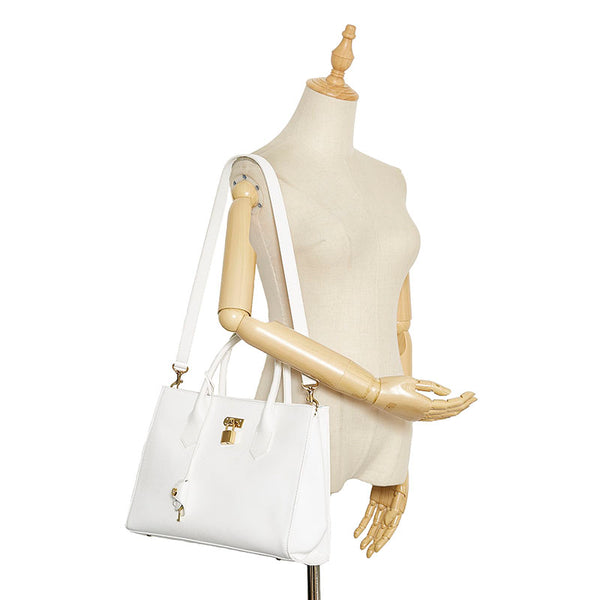 サマンサタバサ ハンドバッグ ショルダーバッグ 2WAY ホワイト レザー レディース Samantha Thavasa 【中古】