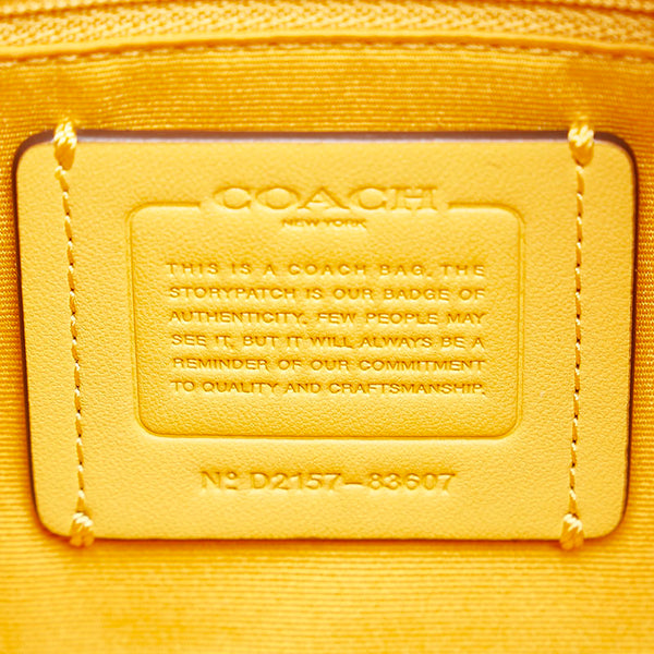 コーチ シグネチャー ハンドバッグ ショルダーバッグ 2WAY ベージュ イエロー キャンバス レザー レディース COACH 【中古】