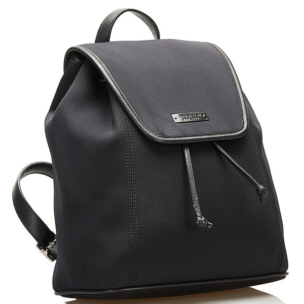 コーチ 巾着 リュック バックパック 6205 ブラック ポリウレタン レザー レディース COACH 【中古】