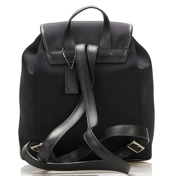 コーチ 巾着 リュック バックパック 6205 ブラック ポリウレタン レザー レディース COACH 【中古】