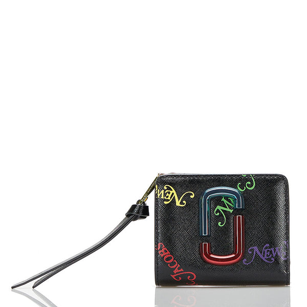 マークジェイコブス スナップショット × NEW YORK MAGAZINE 二つ折り財布 M0015128 001 ブラック マルチカラー レザー レディース MARC JACOBS 【中古】