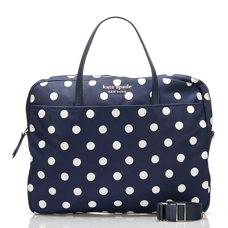 ケイトスペード サム ドット ラップトップバッグ パソコンケース ショルダー 2WAY K7492 Y29 ネイビー ナイロン レザー レディース Kate Spade 【中古】